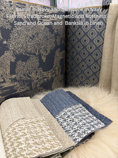 Samar - Metallic Forest Wallpaper - Navy