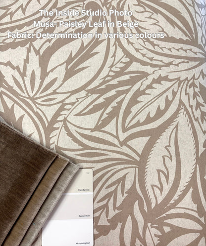 Musa – Paisley Leaf Wallpaper – Beige