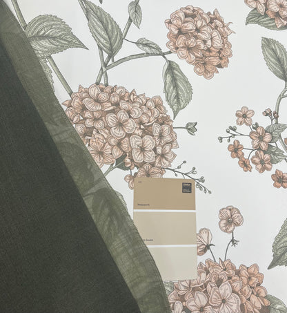 Hortensia – Hydrangea Wallpaper – Coral/Green