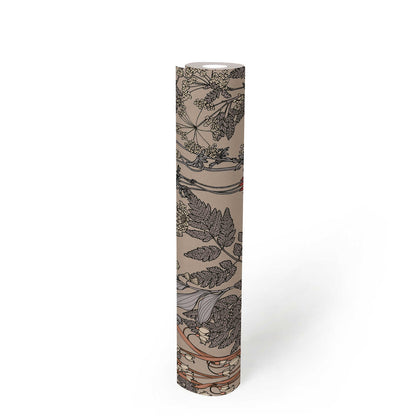 Floral Wallpaper - Brown/Orange