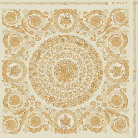 Versace Crown Moulding Wallpaper - Gold/Beige/Creme