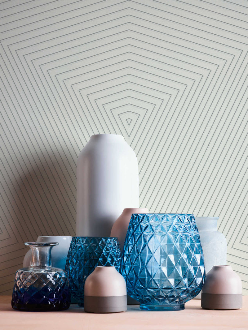 Geometric Paris Wallpaper - Silver/White