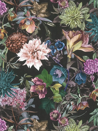 Floral Trails Wallpaper - Black + Multi