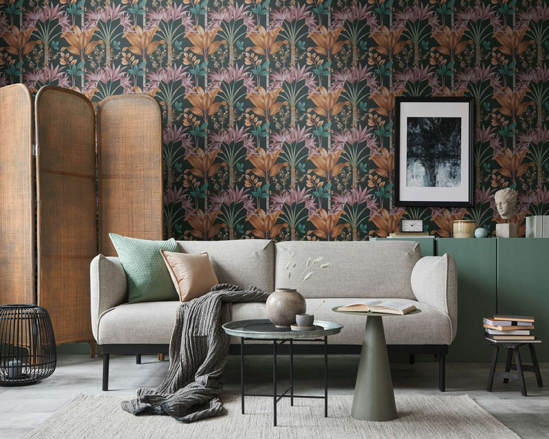 Graphic Palms Wallpaper - Black