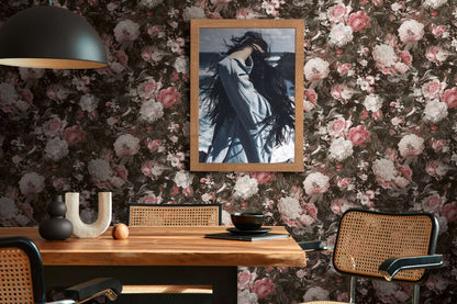 Melody Floral Wallpaper - Grey/Pink