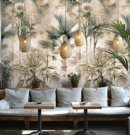 The Wall 4 - Hybrid Wallpaper Mural - Hot Spots - Misty Palms