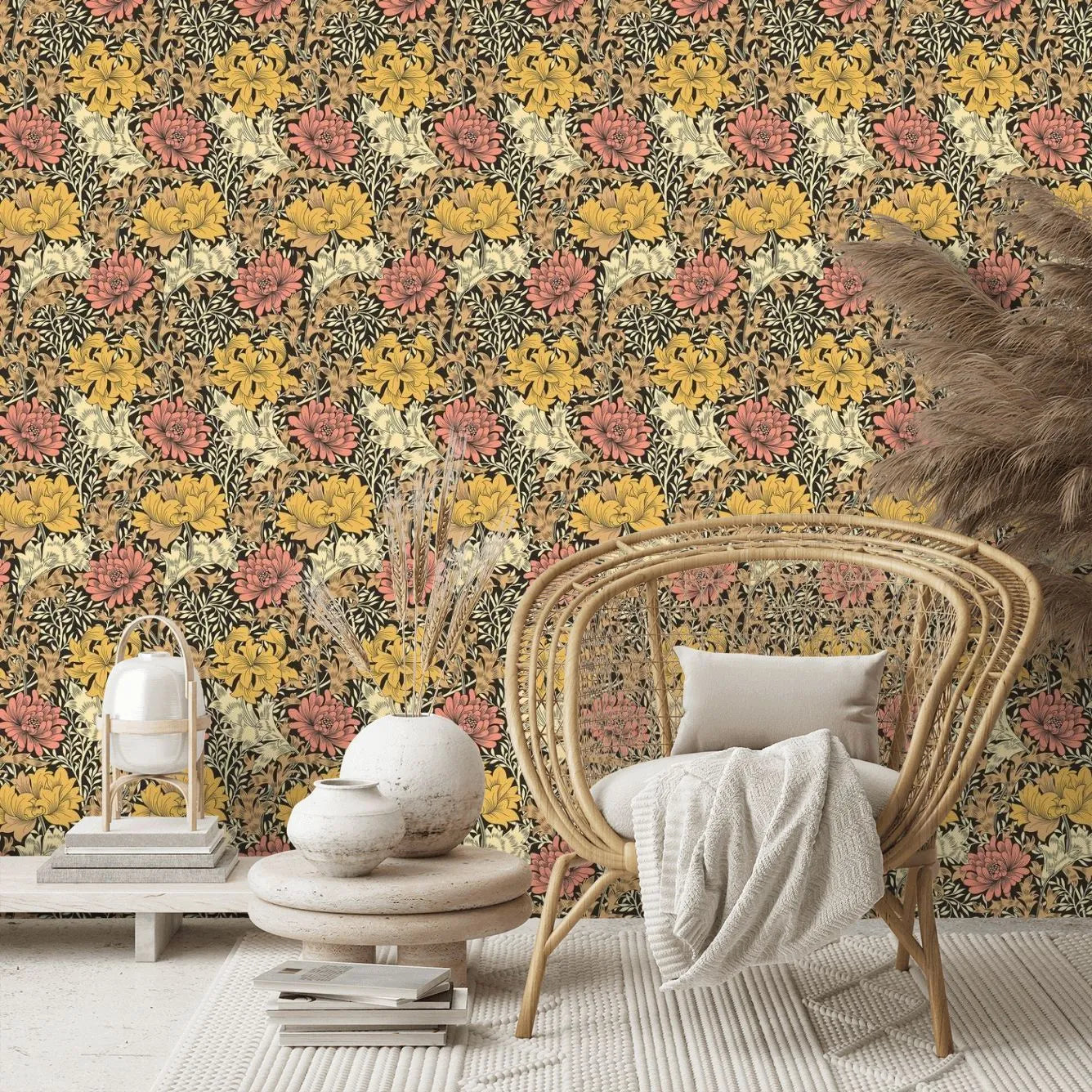 Chrysanthemum - Eden by Morris Wallpaper - Ginger