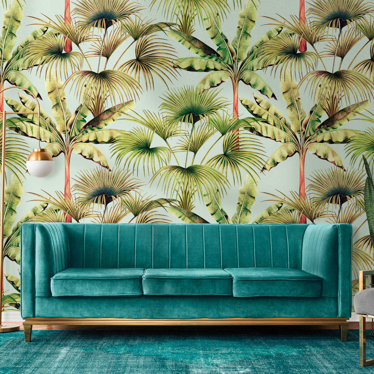 Miami Trees - Hybrid Wallpaper Mural - Green