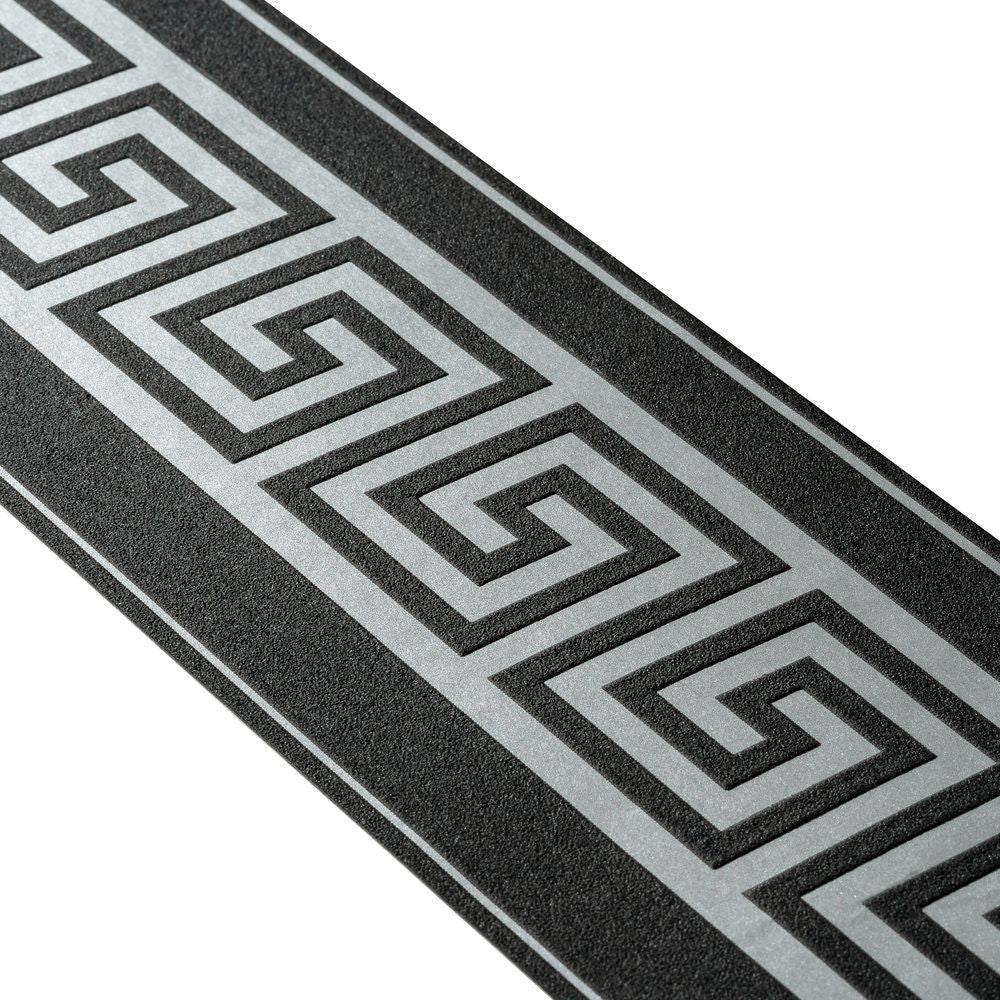 Metallic Meander Border - Black and Silver - Self Adhesive