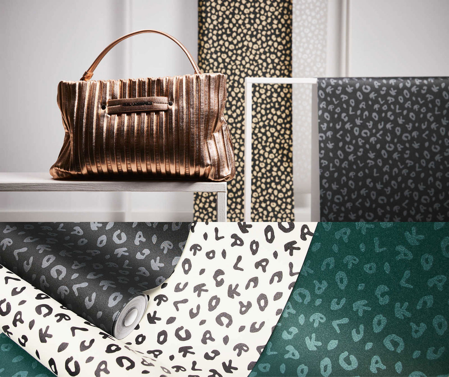 Leopard Alphabet Heavy Weight Wallpaper - Black - Discontinuing