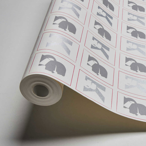Sample - Cameo Wallpaper - Karl Lagerfeld - Gray/Red