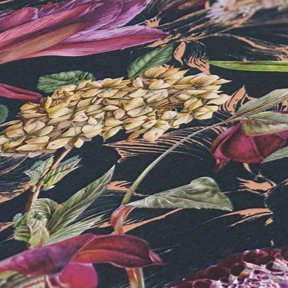 Floral Trails Wallpaper - Black + Pink