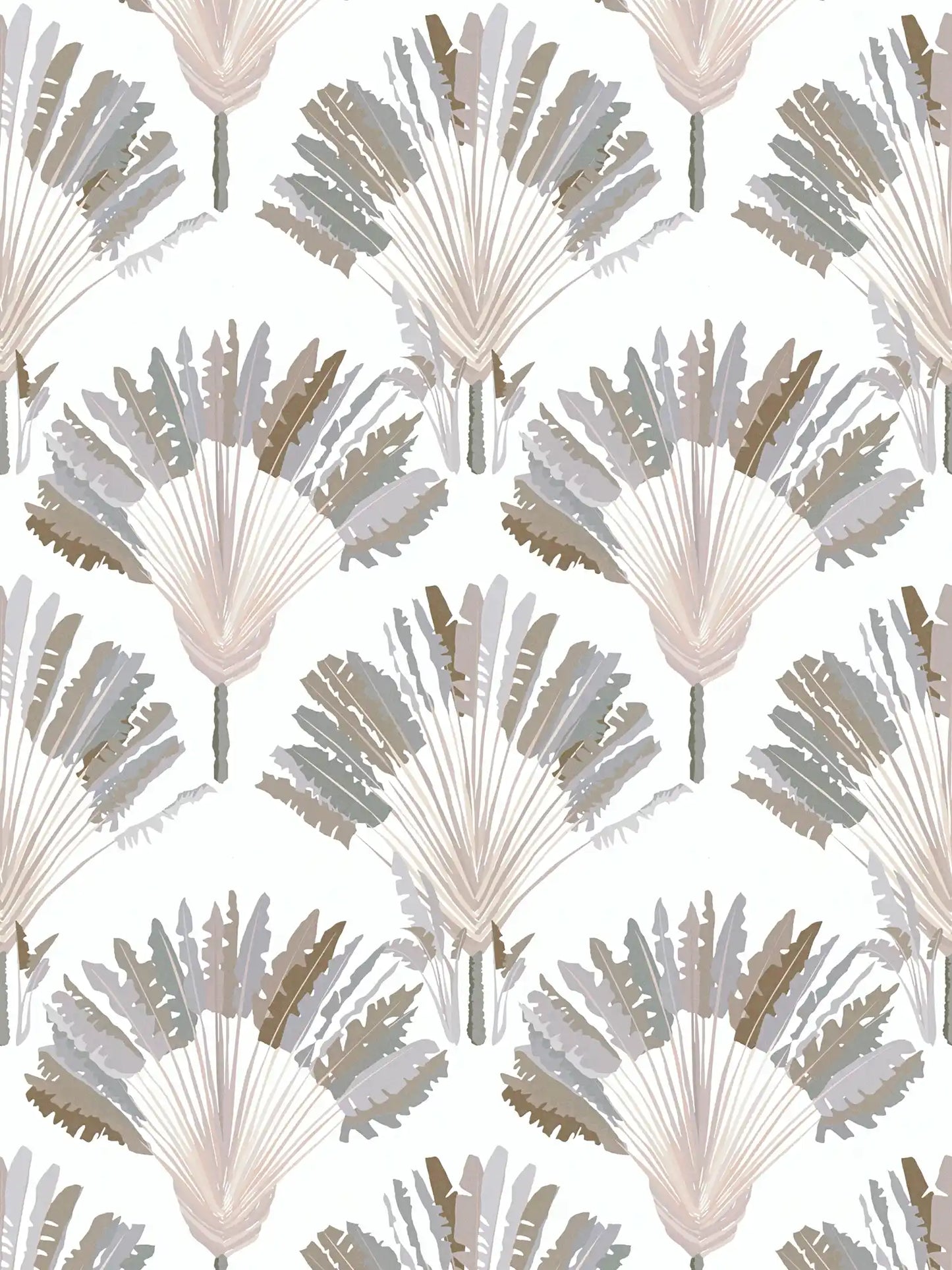 Watercolour Fan Trees Wallpaper - White/Taupe - Discontinuing