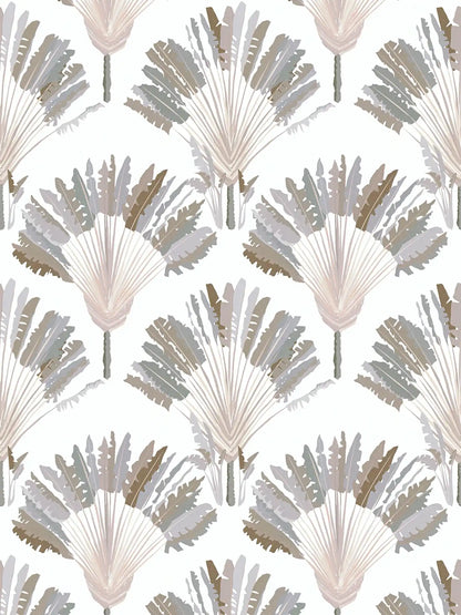 Watercolour Fan Trees Wallpaper - White/Taupe - Discontinuing