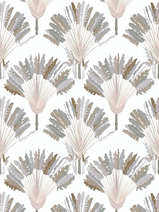 Watercolour Fan Trees Wallpaper - White/Taupe - Discontinuing