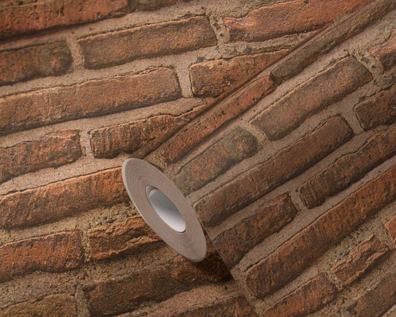 Brick Wallpaper - Orange Vinyl