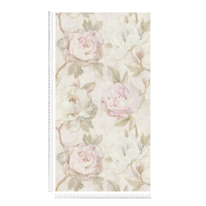 Rosalie Faded Rose Vinyl Wallpaper – Sage/Blush
