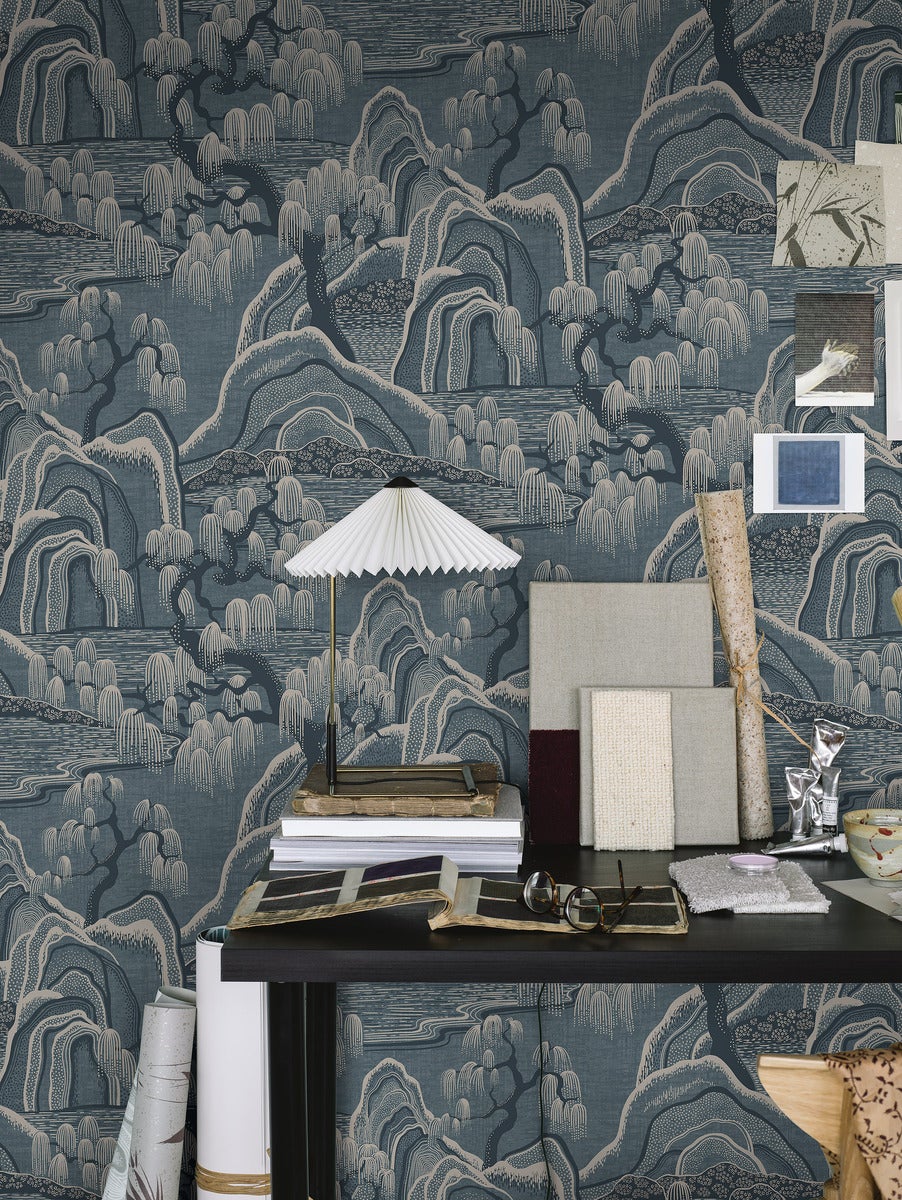 Indigo Garden Wallpaper - Blue/Beige