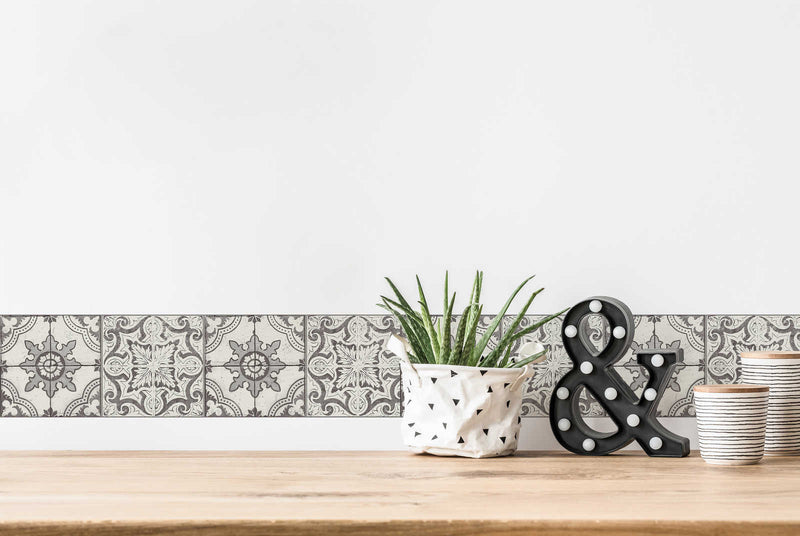 Mosaic Border - Black and White - Self Adhesive