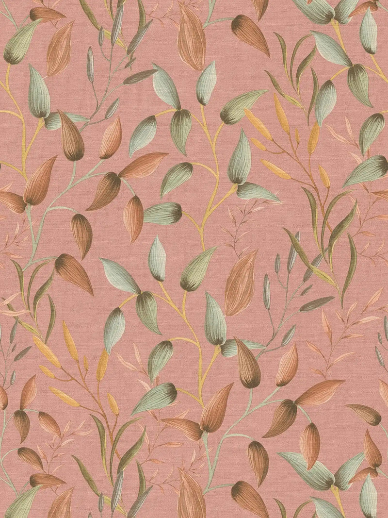 Sample - Floral tendrils - Pink and Green