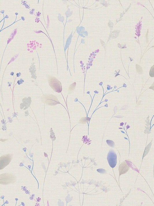 Wisp Wildflower wallpaper in lilac – flat pattern