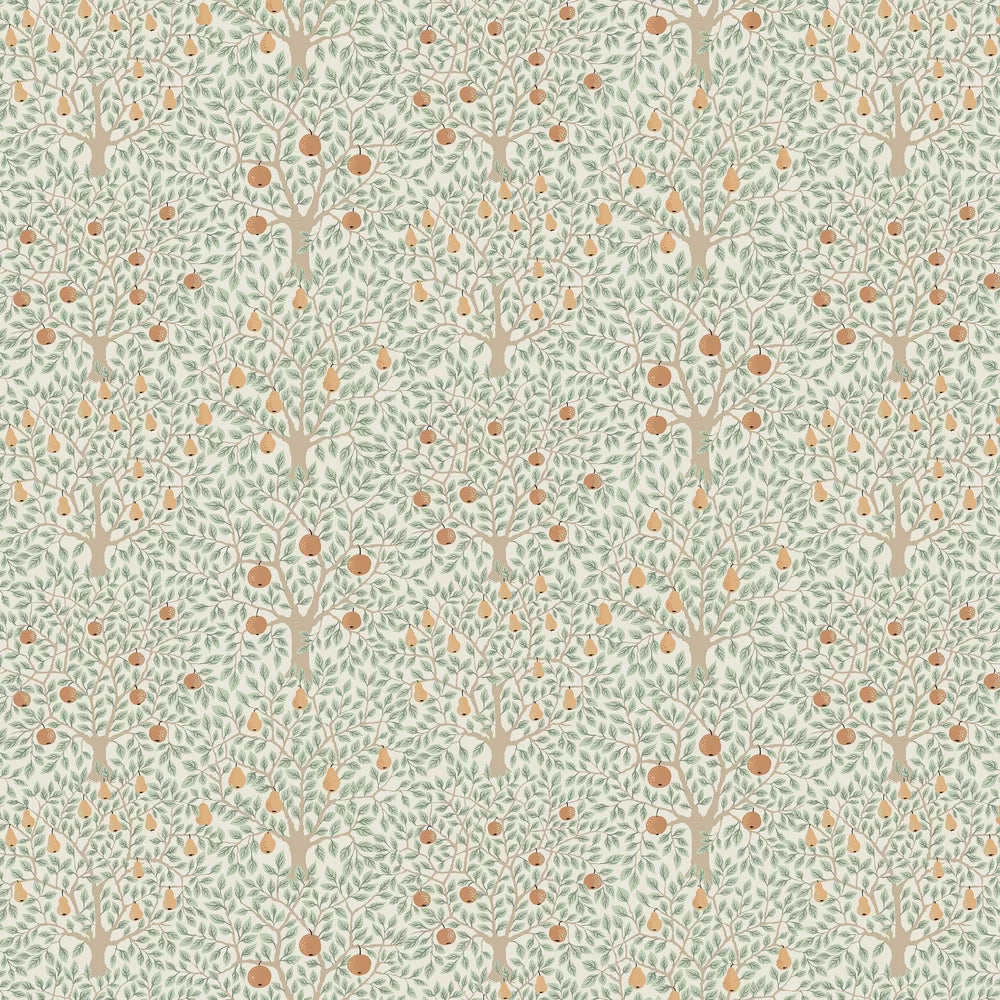 Pomona Pear Wallpaper - Green/Orange