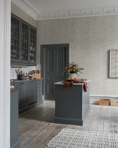 Pomona Pear Wallpaper - White/Grey/Gold