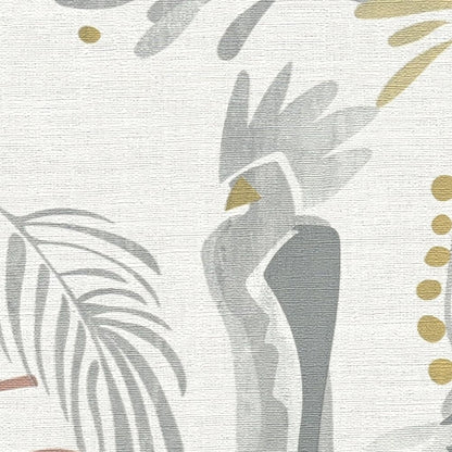 Jungle Birds Vinyl Wallpaper - White/Grey
