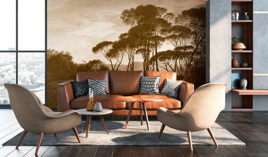 Italian Landscape - Custom Sized Wallpaper Mural (per m2) - Monotone