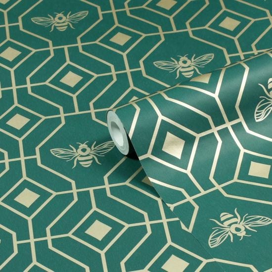 Art Deco Bee Wallpaper - 3 Colours