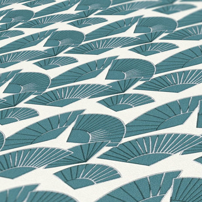Deco Fanfare Heavy Weight Wallpaper - Green/White