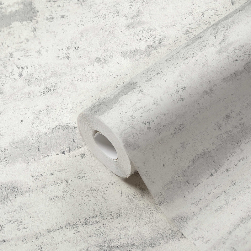 Tibo Grunge, rustic plaster look Wallpaper - White/grey
