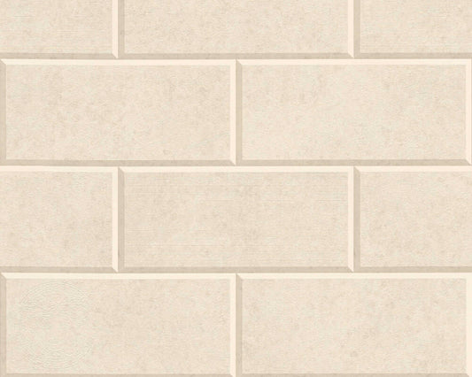 Solid Bricks Wallpaper (Versace 3 Collection) - Cream