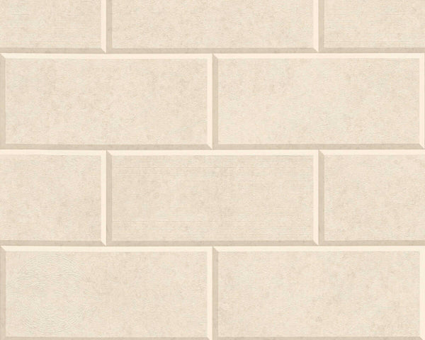 Sample - Solid Bricks Wallpaper (Versace 3 Collection) - Cream