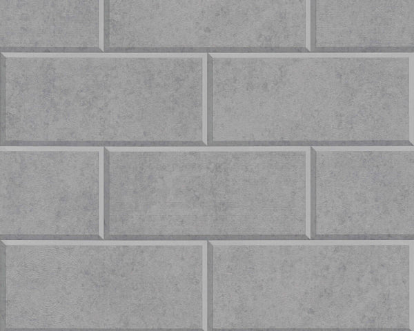 Sample - Solid Bricks Wallpaper (Versace 3 Collection) - Grey