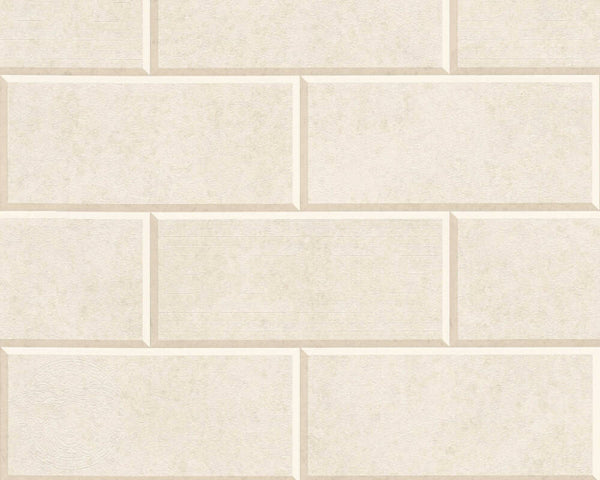 Sample - Solid Bricks Wallpaper (Versace 3 Collection) - Off White