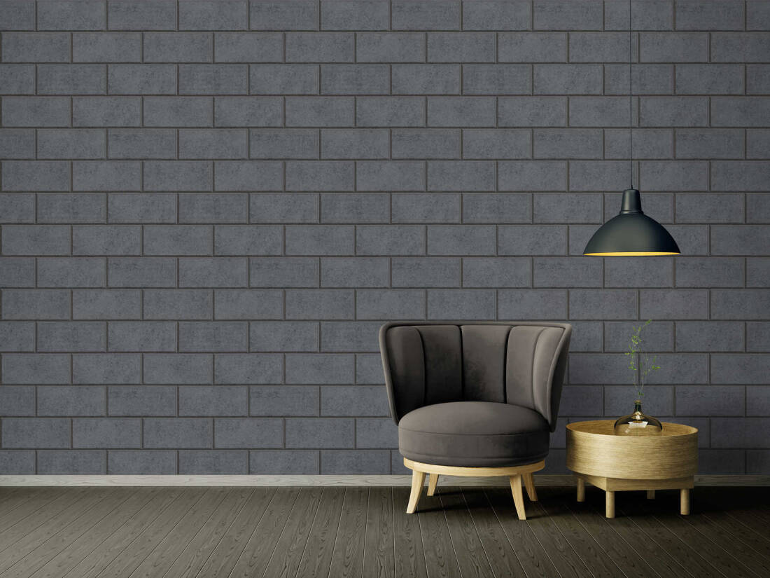Solid Bricks Wallpaper (Versace 3 Collection) - Midnight