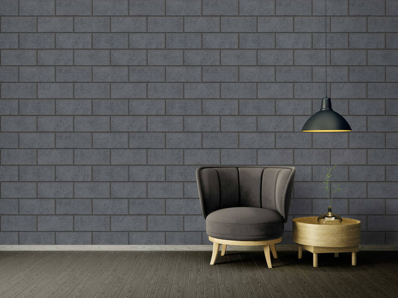 Solid Bricks Wallpaper (Versace 3 Collection) - Midnight