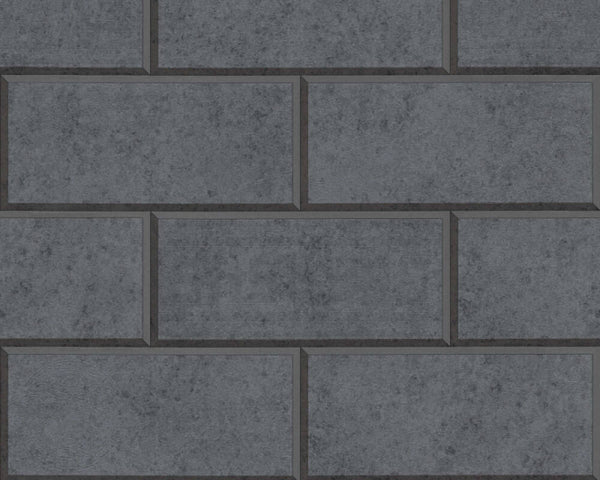 Sample - Solid Bricks Wallpaper (Versace 3 Collection) - Midnight