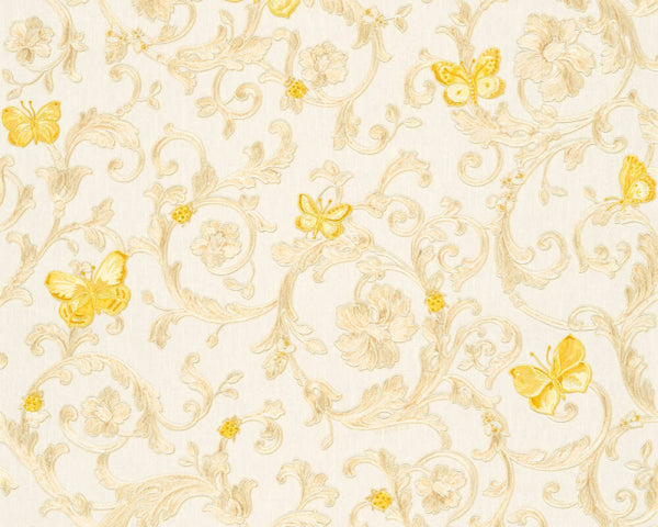 Sample - Versace Florals Wallpaper (Versace 3 Collection) - Gold/Yellow