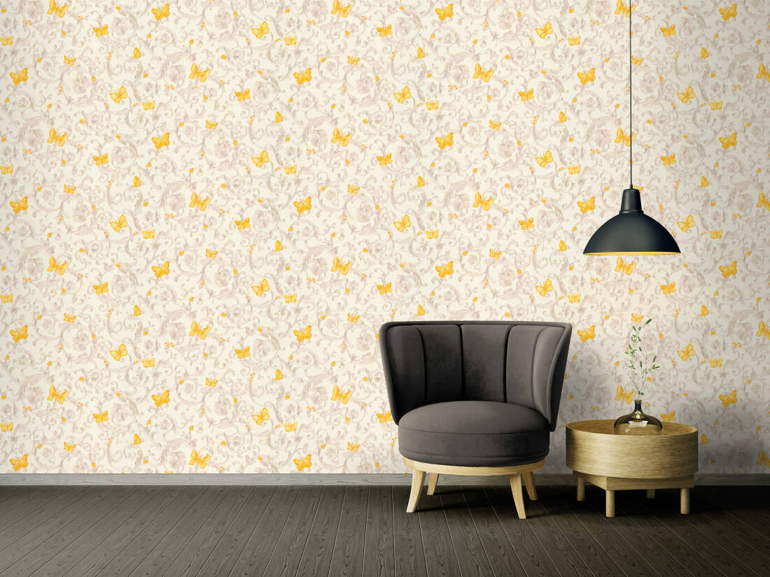 Versace Florals Wallpaper - Cream/Yellow - Discontinuing