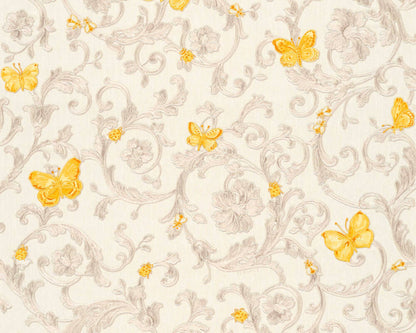 Versace Florals Wallpaper - Cream/Yellow - Discontinuing