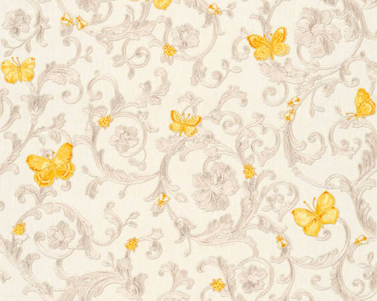 Versace Florals Wallpaper - Cream/Yellow - Discontinuing