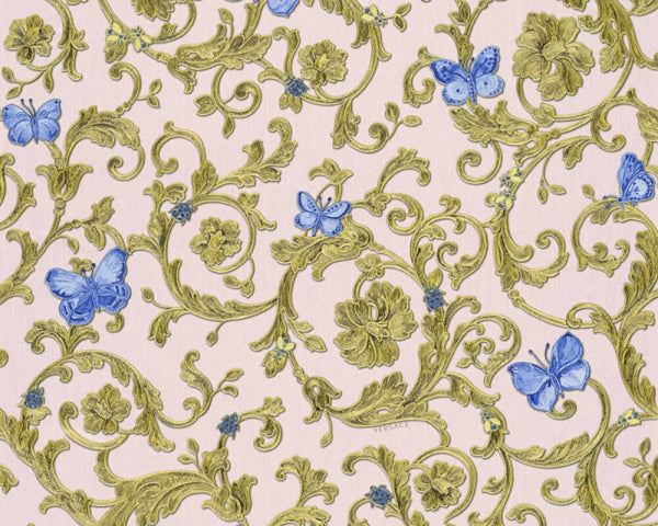 Sample - Versace Florals Wallpaper (Versace 3 Collection) - Blue/Green