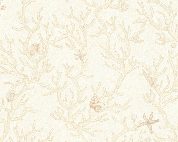 Sample - Coral Branches Wallpaper (Versace 3 Collection) - Cream