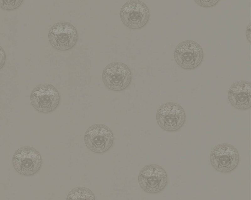 Medusa Heads Wallpaper (Versace 3 Collection) - Grey