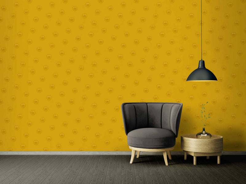 Medusa Heads Wallpaper (Versace 3 Collection) - Yellow