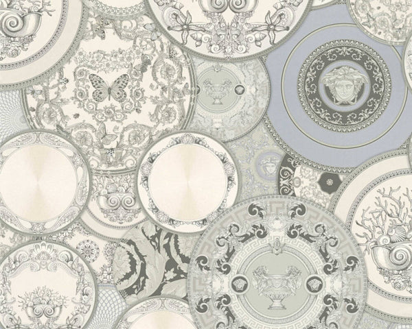 Sample - Plates Of Versace Wallpaper (Versace 3 Collection) - Grey