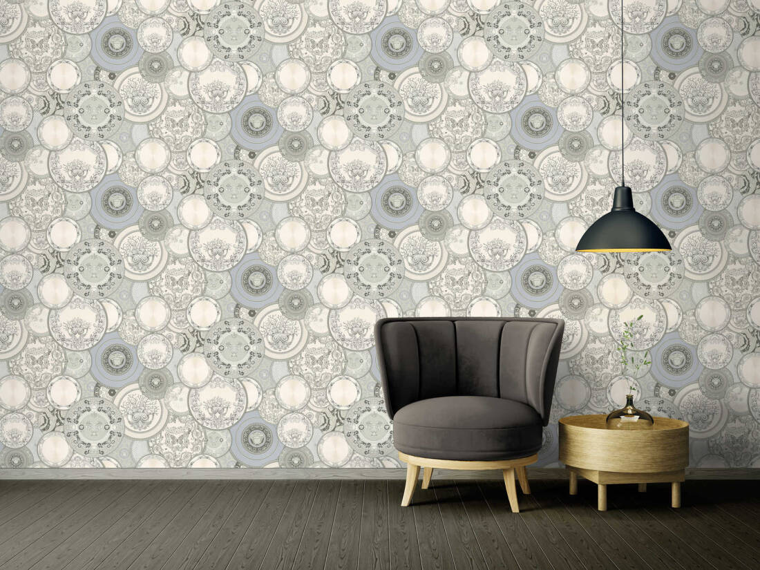Plates Of Versace Wallpaper (Versace 3 Collection) - Grey