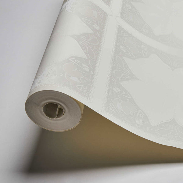 Sample - Paisley Block Wallpaper - Karl Lagerfeld - White